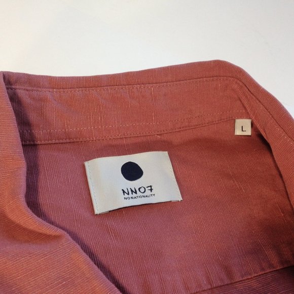 Men NNO7 Falko Linen Blend Long Sleeve Button Shirt Red Slate NEW WITHOUT TAGS L - Picture 5 of 9